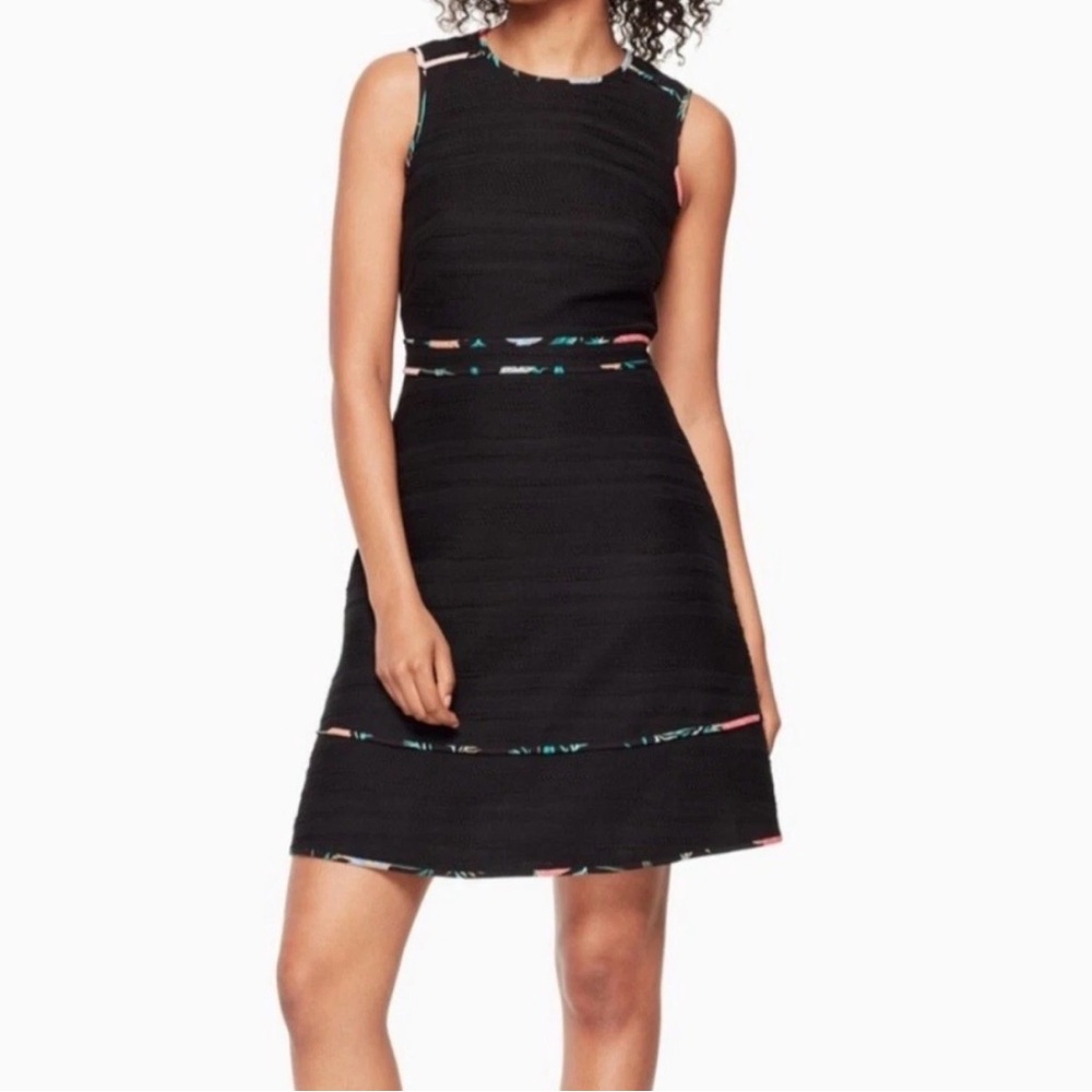 NWOT Kate Spade Women’s Black Blossom Trim Tweed Floral Sleeveless Dress Size 6